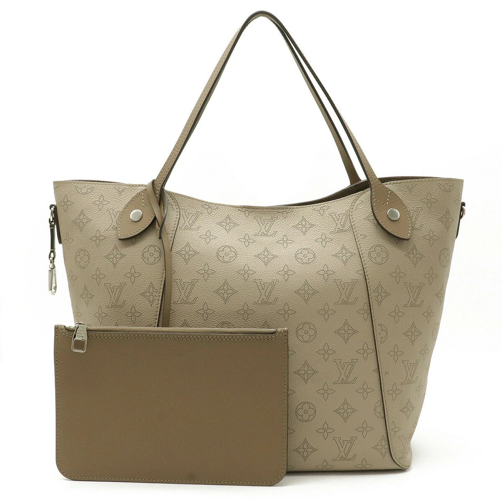 Louis Vuitton Monogram Mahina Tote Bag Shoulder Leather Galet Gray Pouch